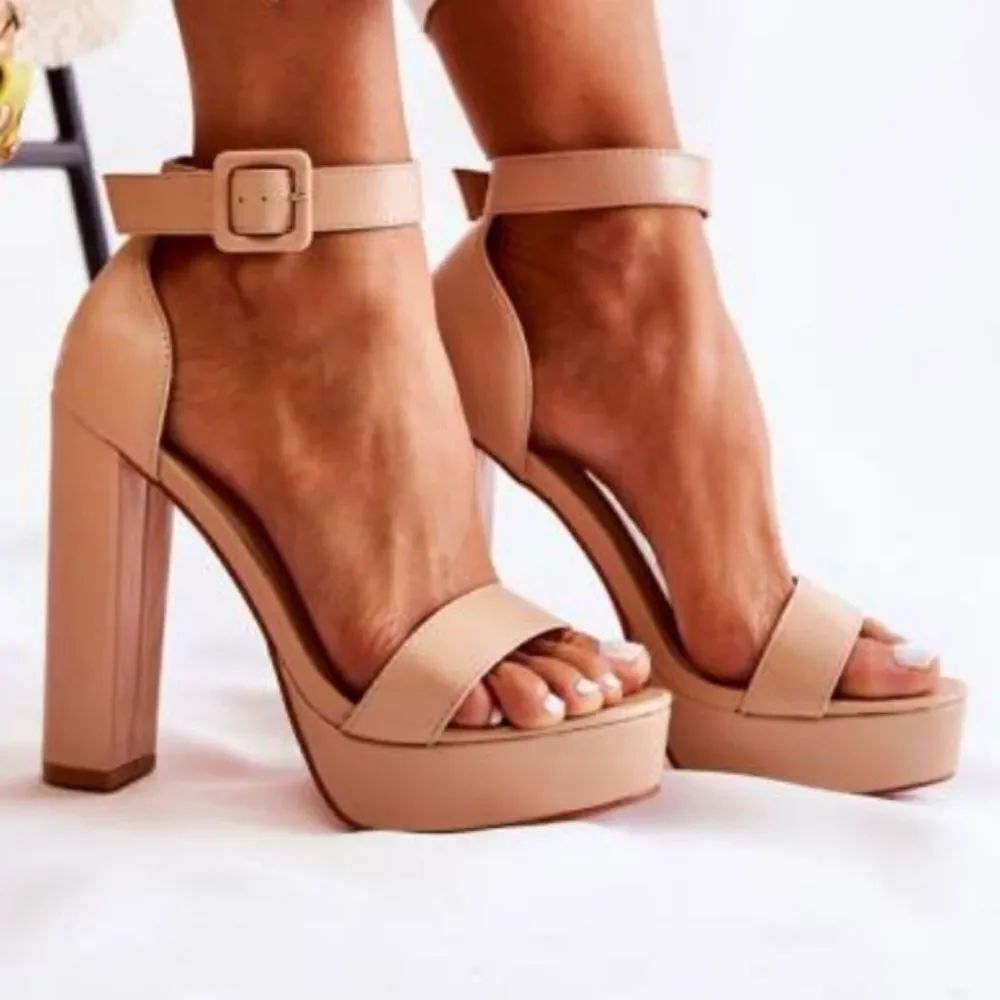 GLAZE WOMEN'S PLATFORM CHUNKY HIGH HEELS OPEN TOE  HEELED SUEDE SANDALS